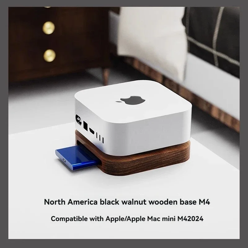 

Suitable for mac mini m4 bracket solid wood apple host mini m4 base walnut mini dustproof bracket