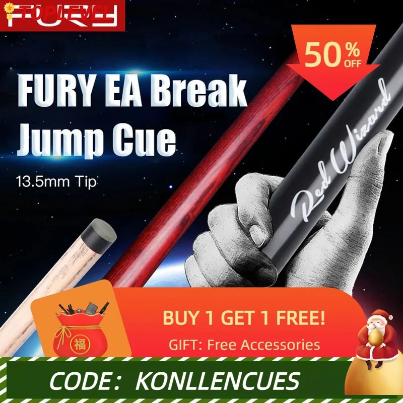 FURY EA Billiard Break Jump Cue Stick 13.5mm Tip Maple Ashwood Punch Jump Cue Stick Professional Break Cue Jump Queue Cue Kit