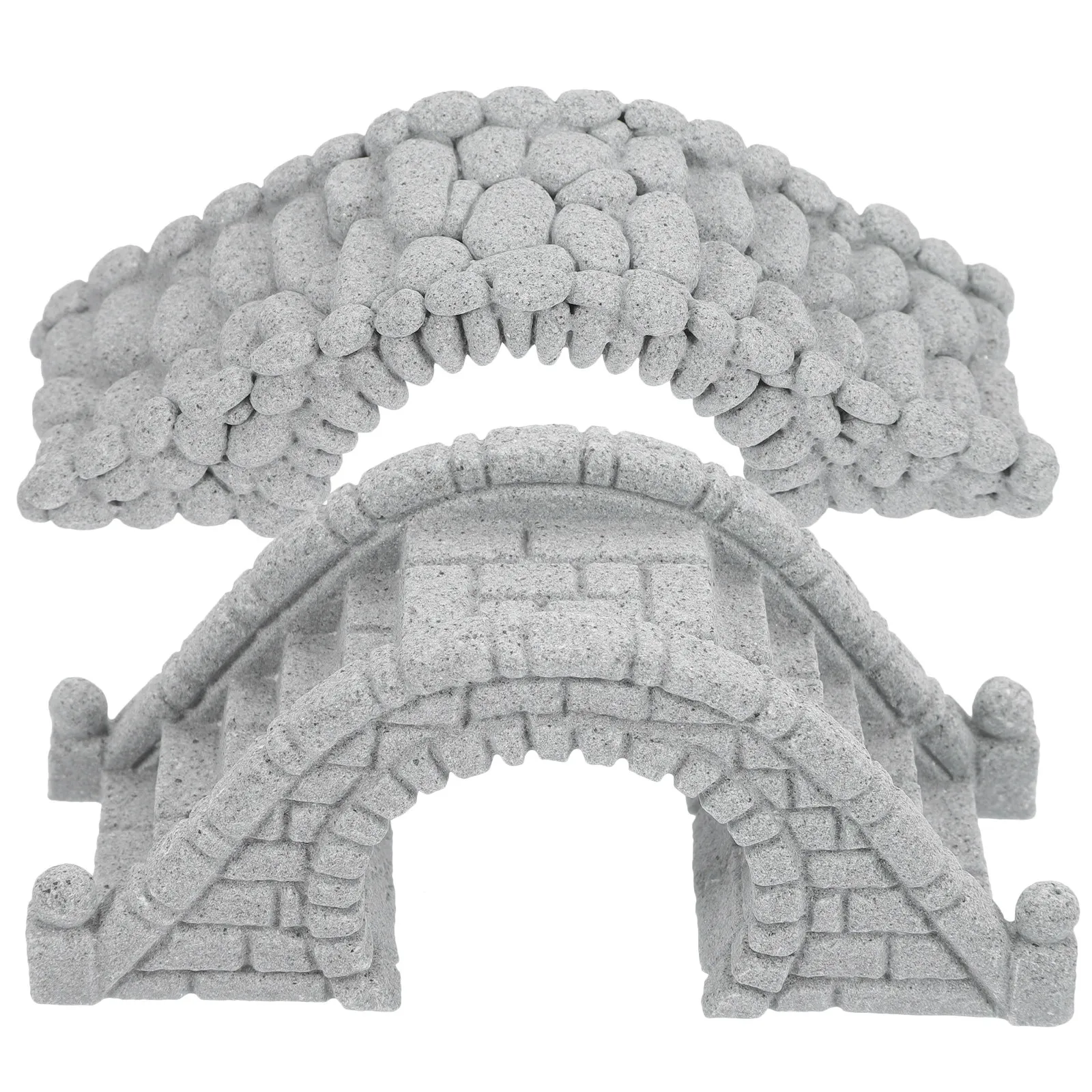 Aquarium Fish Bridge - 2Pcs Lifelike Miniature Stone Bridge Aquarium