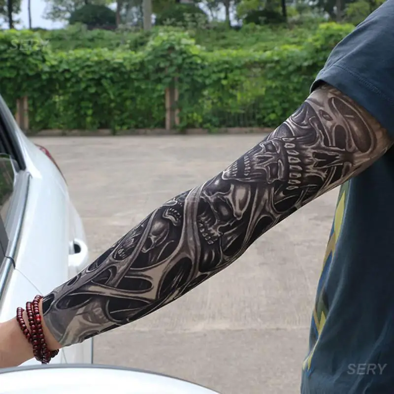 Arm Sleeves Easy Slip On 3d Tattoo Uv Protection Arm Covers For Outdoor Sports Patterned Sleeve Sunburn Trendy Tattoo Sleeves