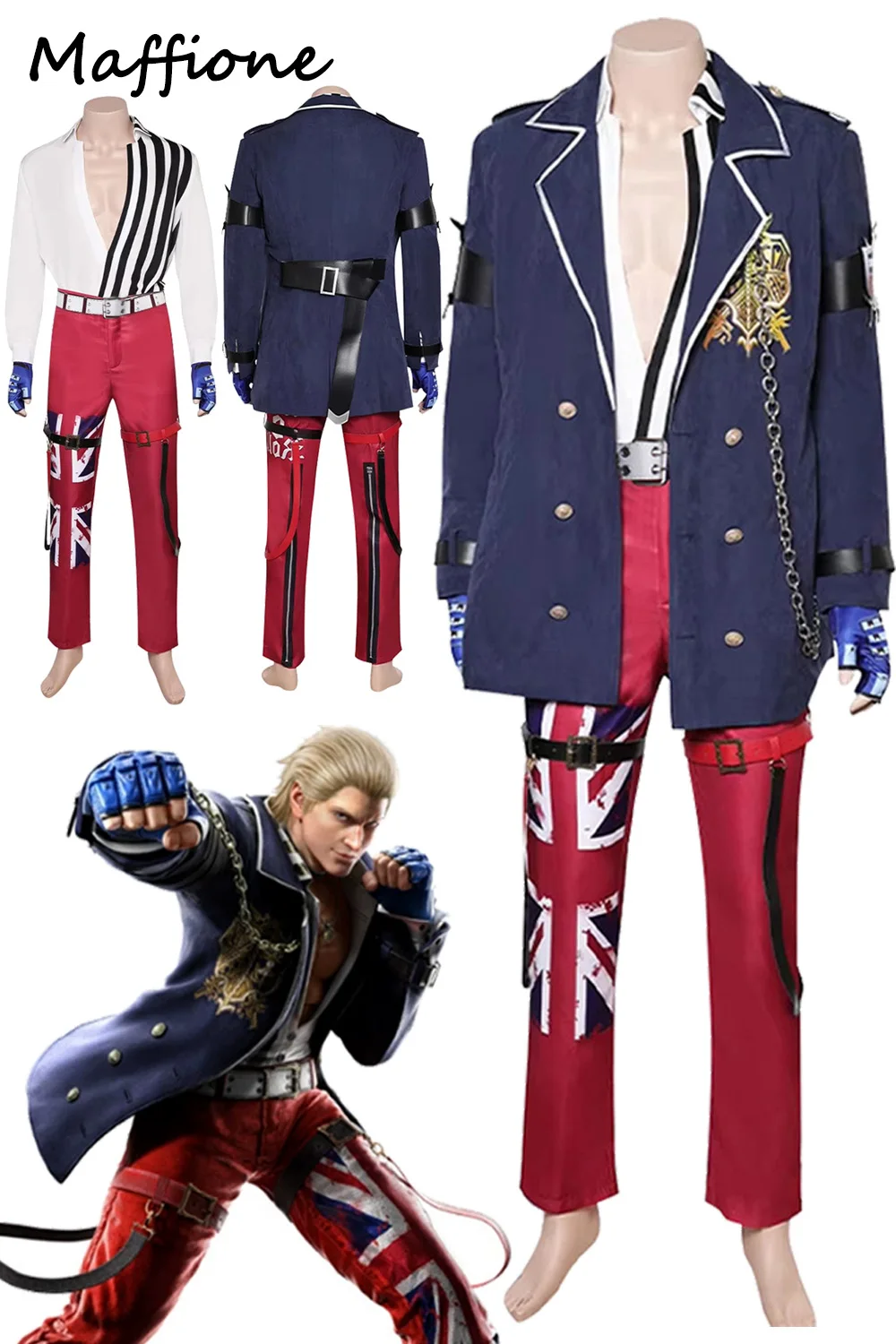 

Steve Fox Cosplay Fantaisa Costume Game Tekken 8 Disguise Men Outfits Clothes Male Roleplay Jacket Pants Set Halloween Suits