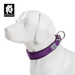 Winhyepet Dog Collar Nylon Adjustable Buckle Durable Bright Reflective for Large Small Pet Puppy YC1853