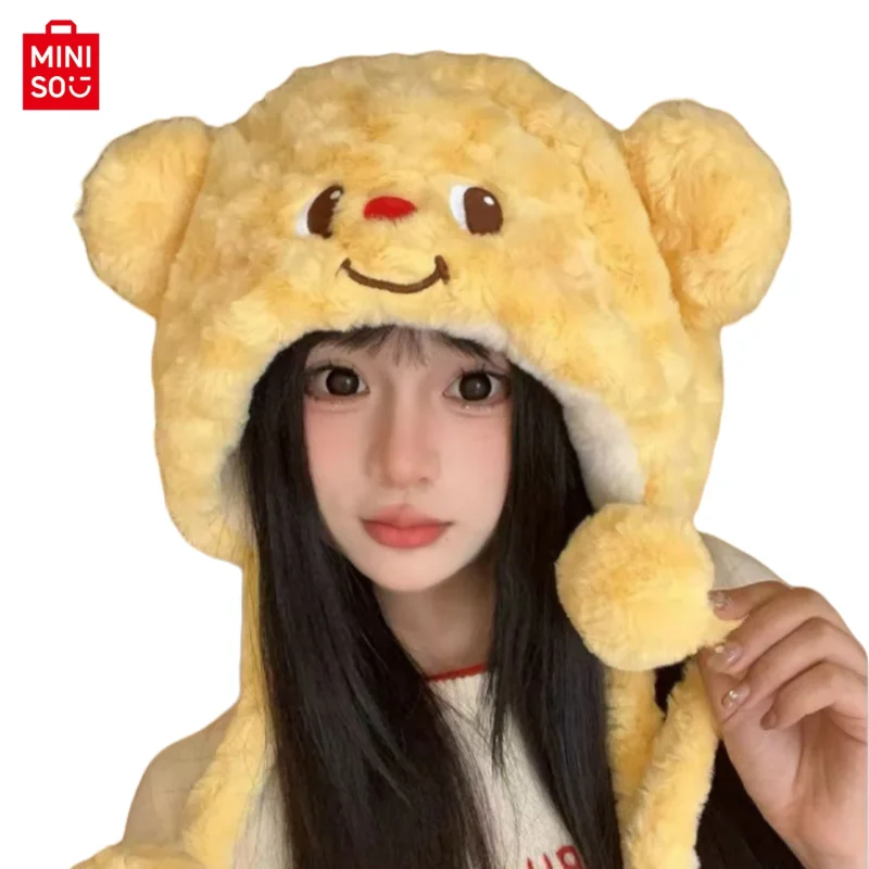 butter teddy bear cute hat for autumn and winter cycling warm ear protection windproof and cold proof cartoon thick Lei Feng hat