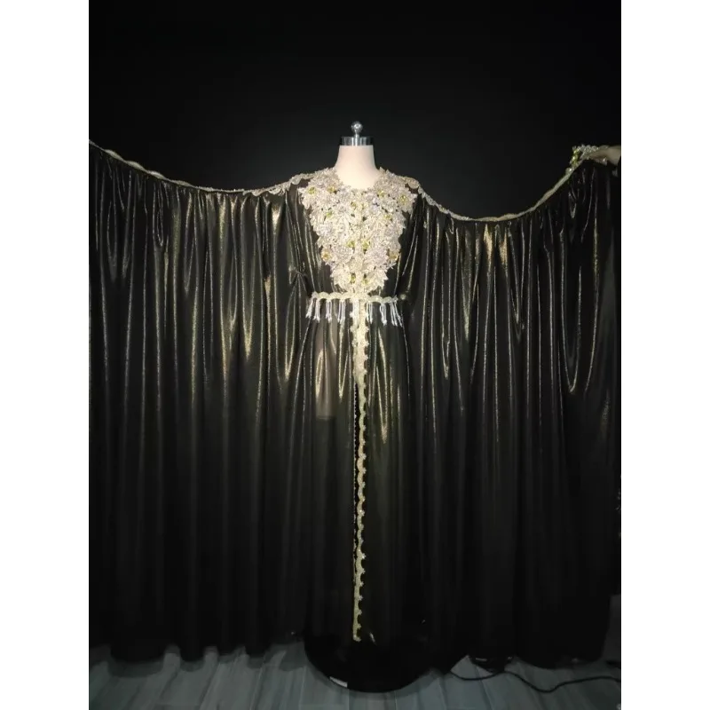 Abito da spettacolo con abito Haligi personalizzato, industria pesante, pieno di diamanti, in chiffon stampato a caldo, costume di danza del ventre esotico