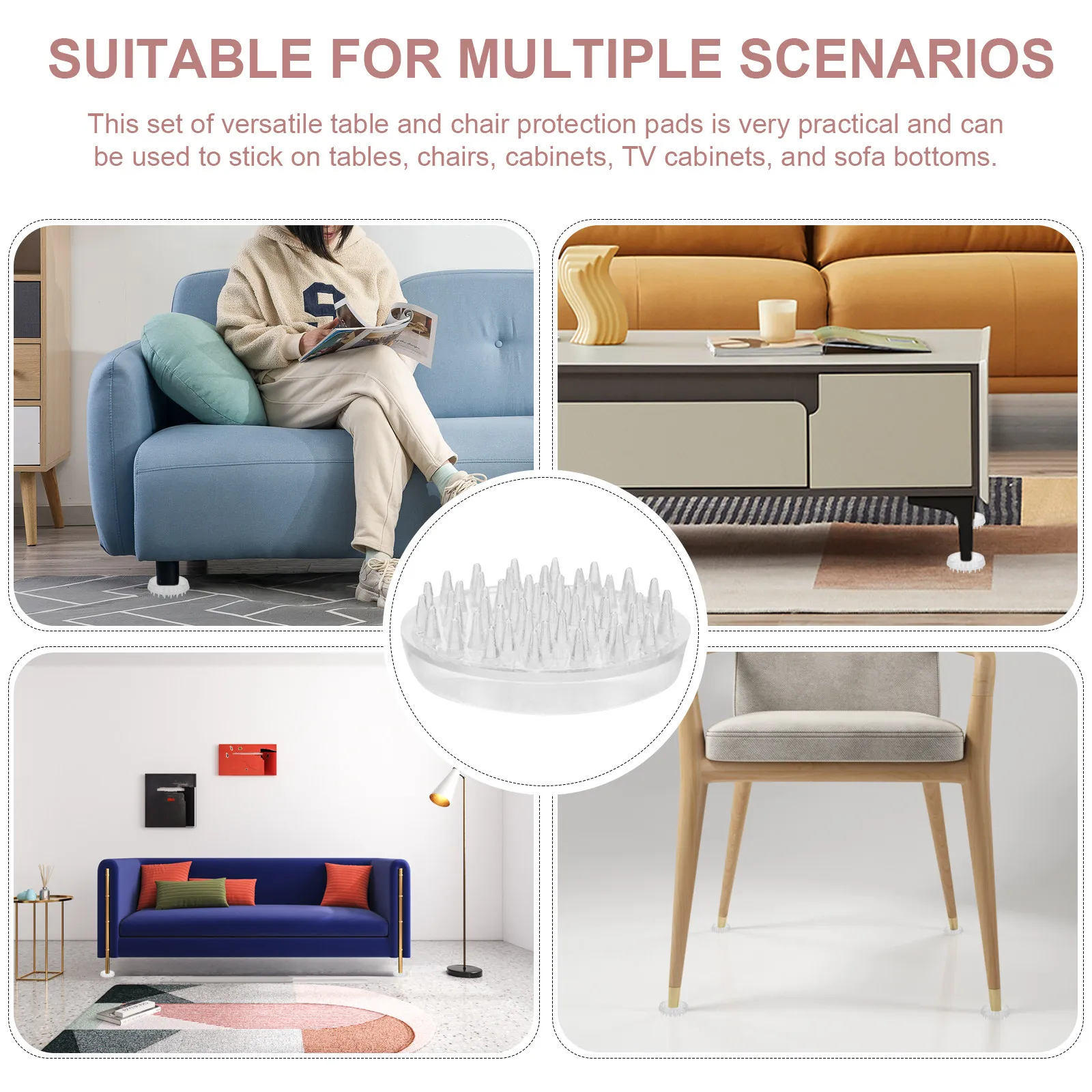 4Pcs Furniture Grippers Chair Leg Protectors Non Slip Pads Floor Friendly Scratch Resistant Covers for Wood Table Sofa