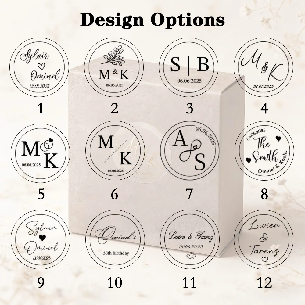 50pcs Stickers Personalized Wedding Gold Foil Gift Sticker with Name Initials Guest Thanks Favor Tags Envelope Seal Party Labels - view 6
