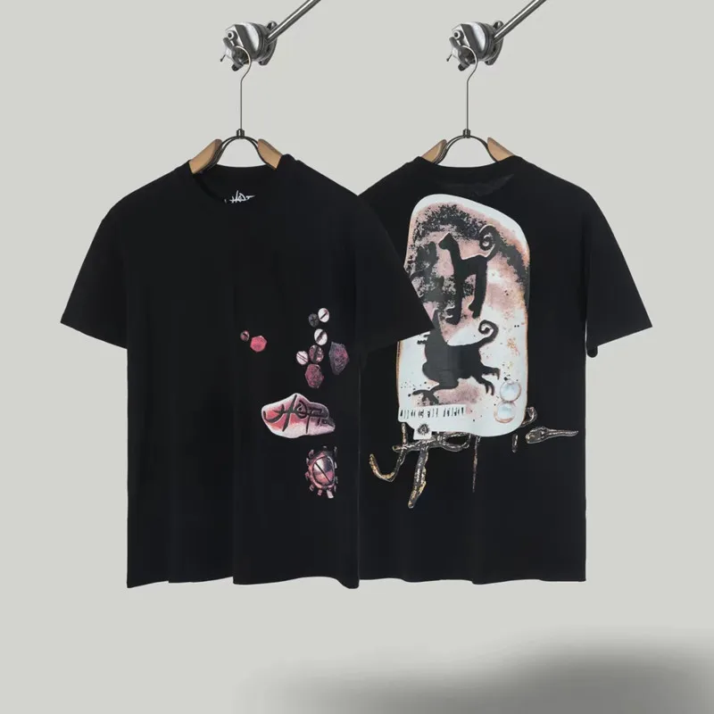 

Черные мужские футболки CACTUS JACK из чистого хлопка с пиктографическим буквенным принтом UTOPIA, футболка большого размера