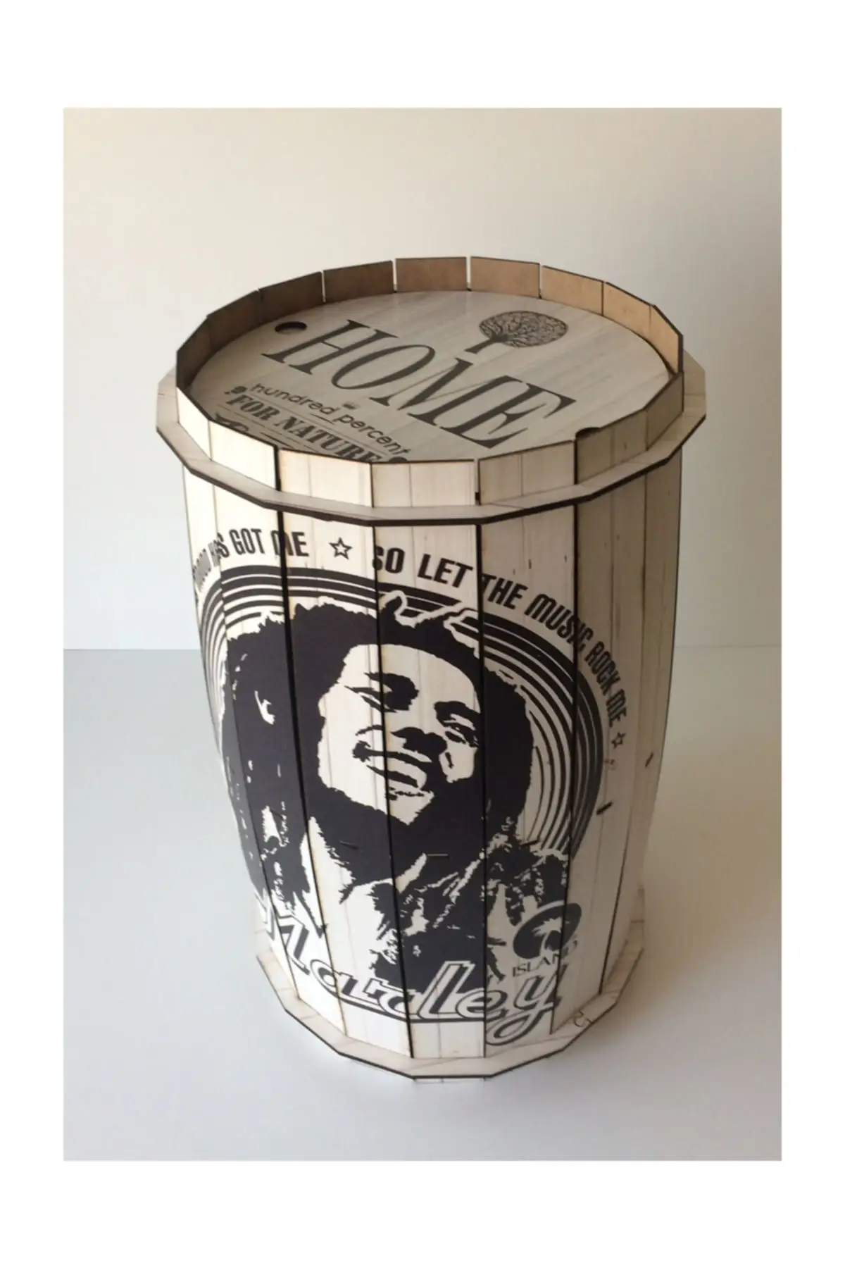 Mesa de centro de barril de madera,