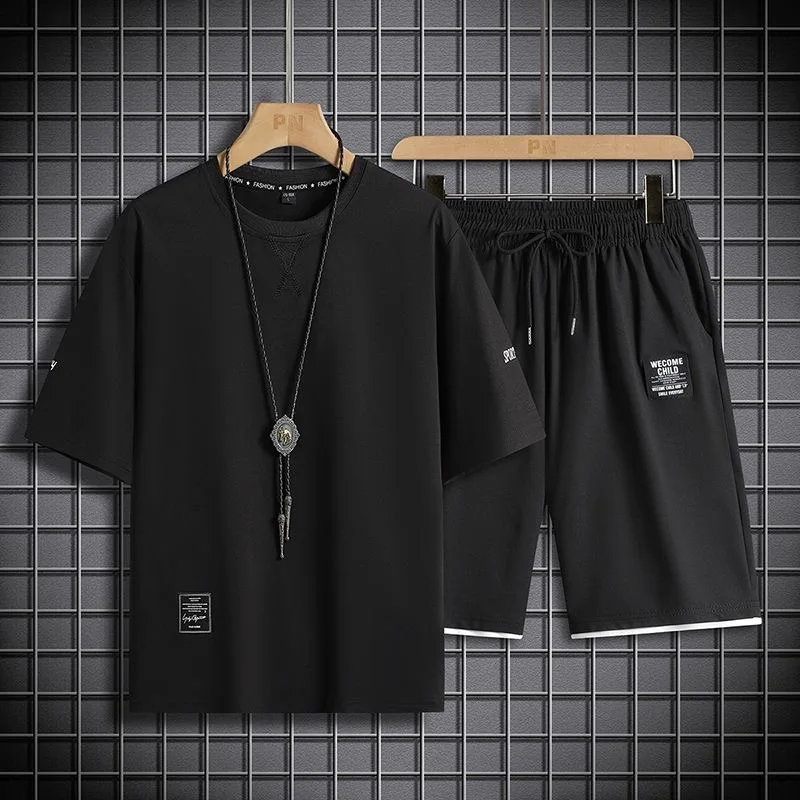 

Summer New Fashion Trendy Short Sleeve T-shirt and Shorts Sport Set Men's Casual Loose Plus Size High Quality Two-Piece Set