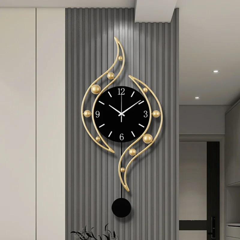 

Living Room Metal Wall Clock Modern Art Silent Wall Clock Elegant Home Ornaments Home Decoration with Mobile Pendulum Design