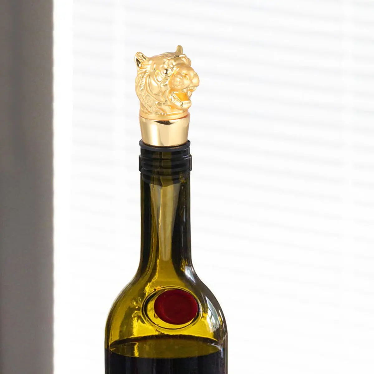 Tapón de Botella Premium con Diseño de Tigre del Zodiaco, Sellado Hermético Reutilizable para Vino, Aceite de Oliva, Vinagre, Decoración para el Hogar, Bar, Cocina y Fiestas