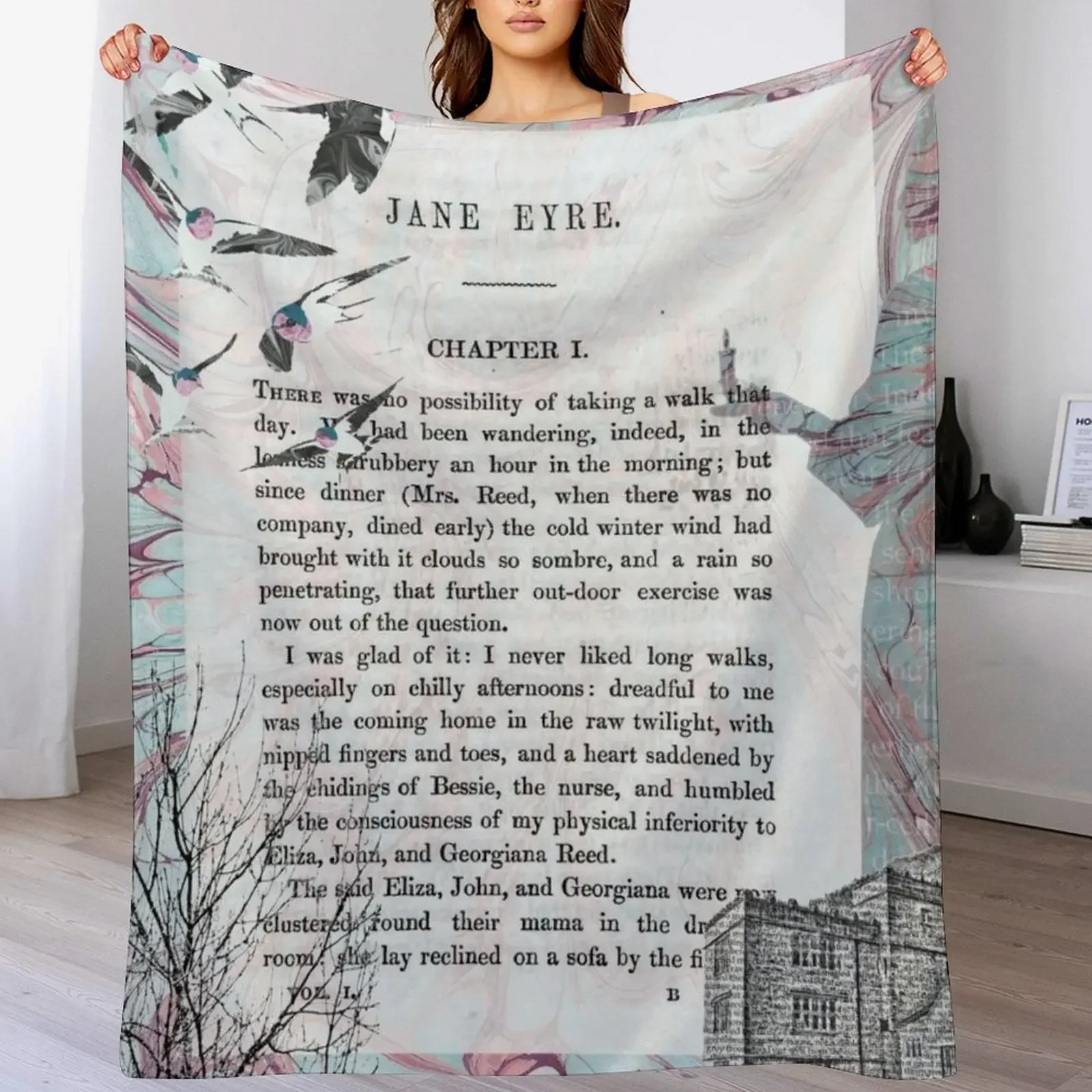 

Jane Eyre Collage Throw Blanket Hairys Weighted Thin Beautifuls Blankets