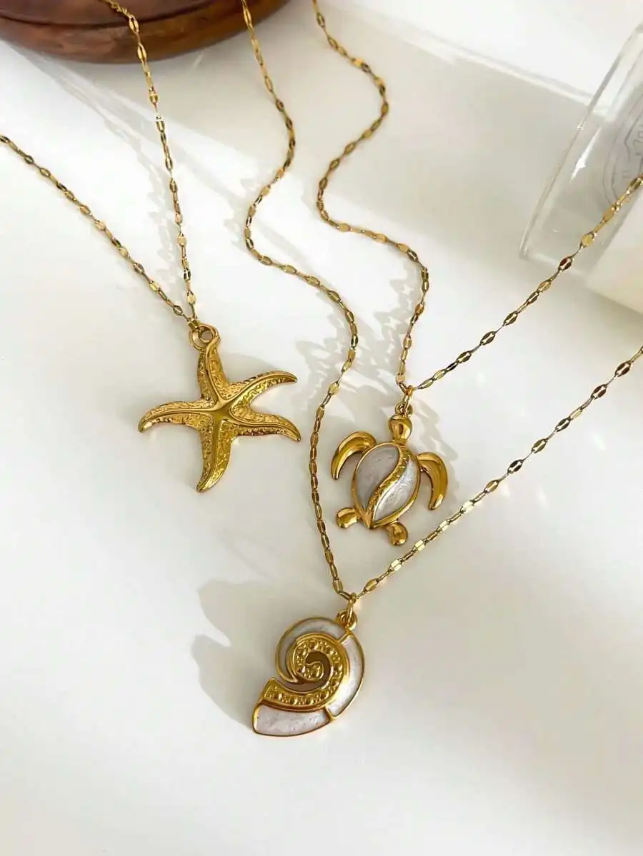 

Stainless Steel Bohemian Marine Life Pendant Necklace For Women