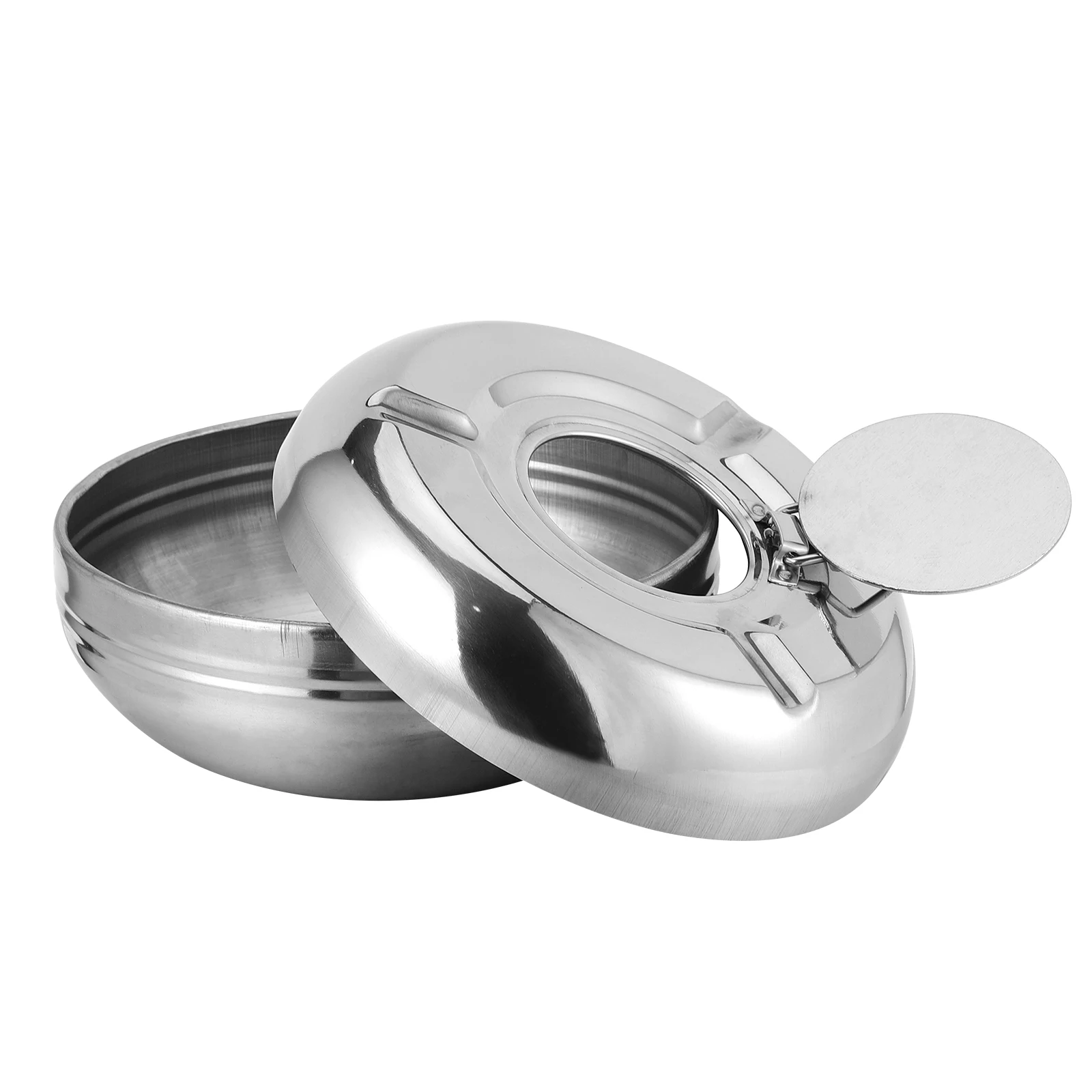 

Ash Tray Ashtray with Lid Stainless Steel Round Container outside Metal Holder