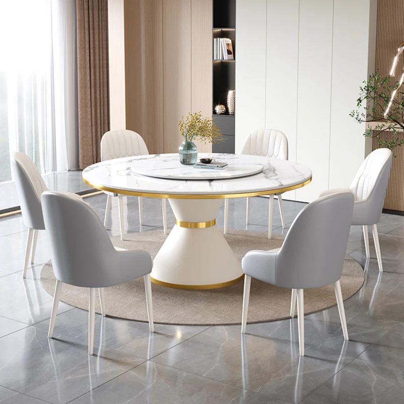 Luxury Modern White Dining Table Living Room Round Nordic Restaurant Dining Table Space Saving Tavolo Pranzo Kitchen Furniture