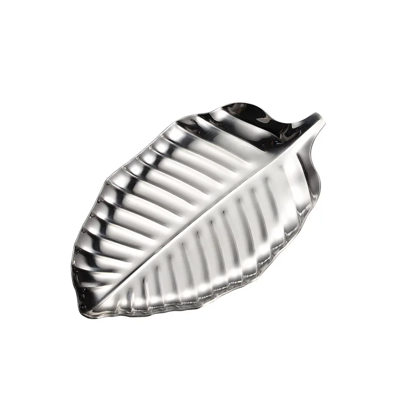 Jiasheng 304 Stainless Steel Leaf Sauce Dish Towel Tray Golden Titanium Plating Creative Shape Hotel Snack Dish Tableware
