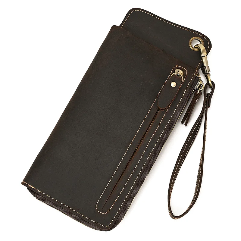 

Crazy Horse Men's Clutch Bag Fashion Leather Wallet For Men Multi-Card Slot Long Wallet Mobile Phone Bag Coin Purse Female Bag