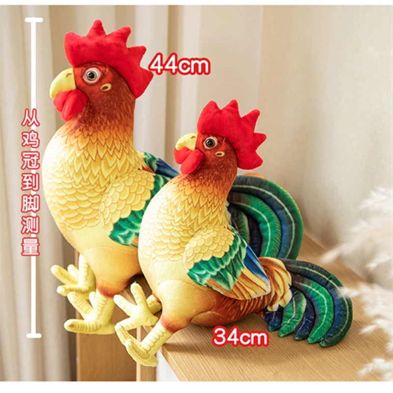 Hot 1pc 34/44cm Simulazione Gallo Peluche Bambola Cuscino Rosso In Piedi Realistico Pollo Giocattolo Decorazione Della Casa Regalo Per Ragazzi E Ragazze