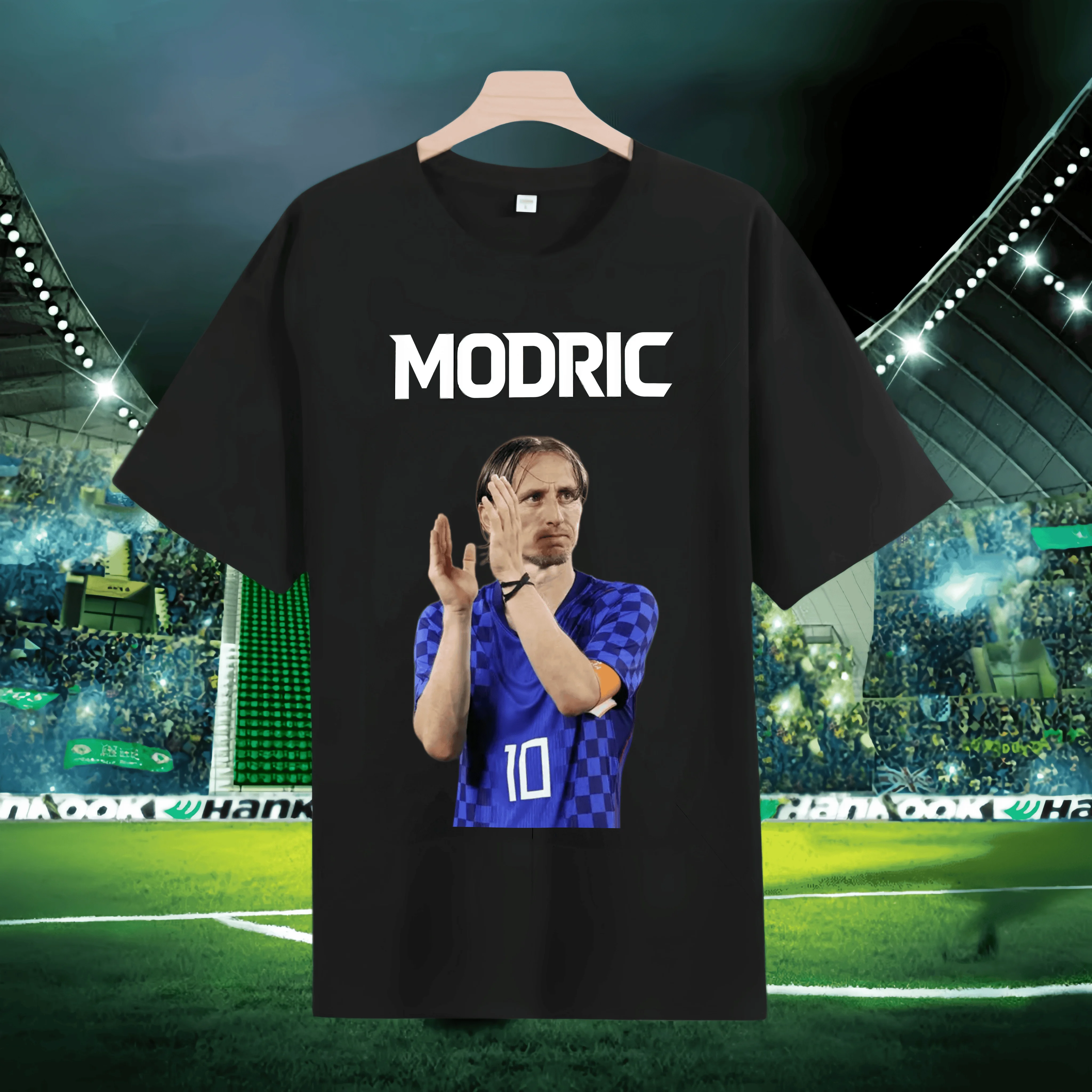Luka Modrić Commemorative T-shirt Retro Fashion Printed Men's Top Family and Child Wear Black and White Kids Clothes