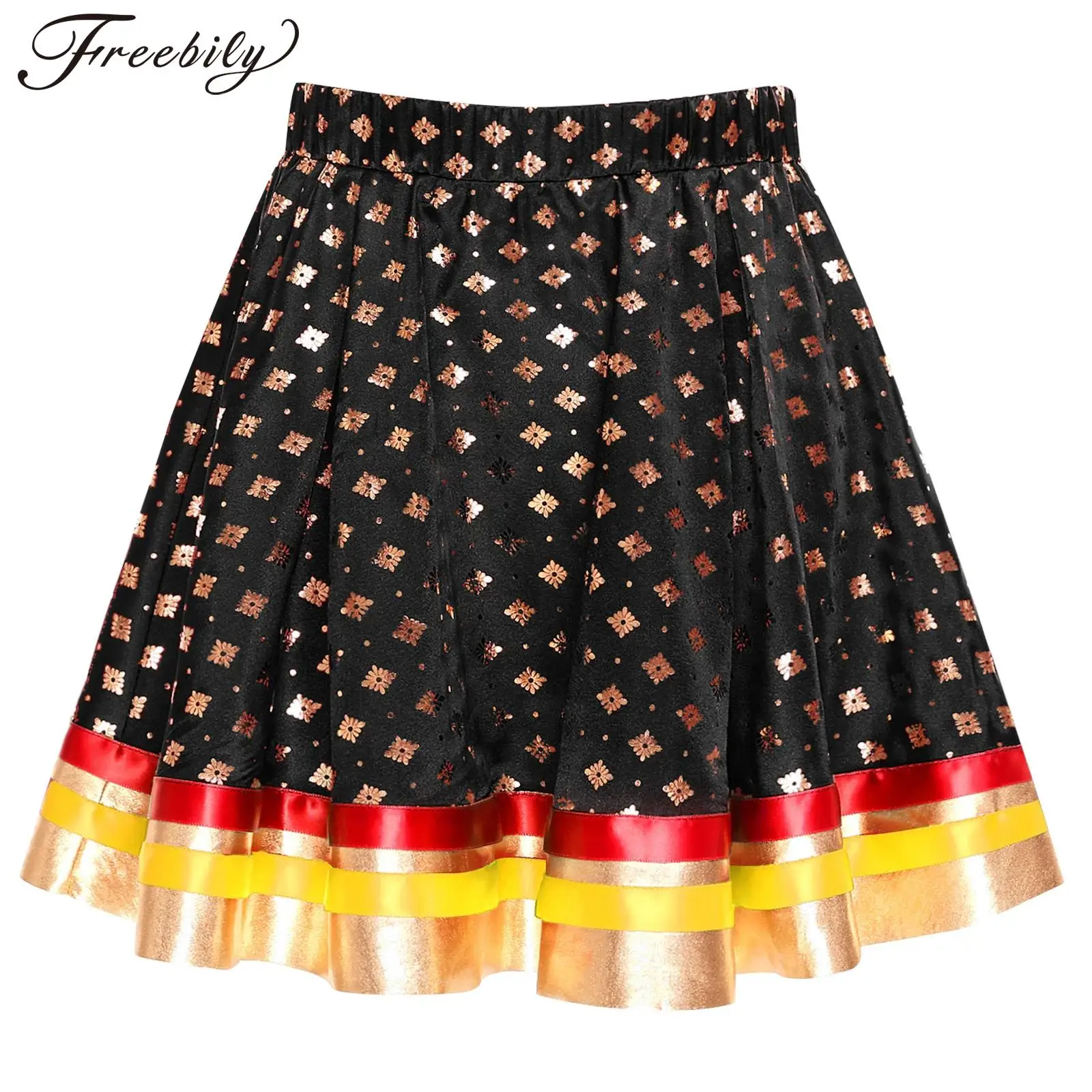 Dancewear Dancewear for Indian Dancing Girls India Lehenga Choli Skirt Satiny Gold Colorful Striped Hem Trim Skirt Carnival Party Costume - Aliexpress Deal