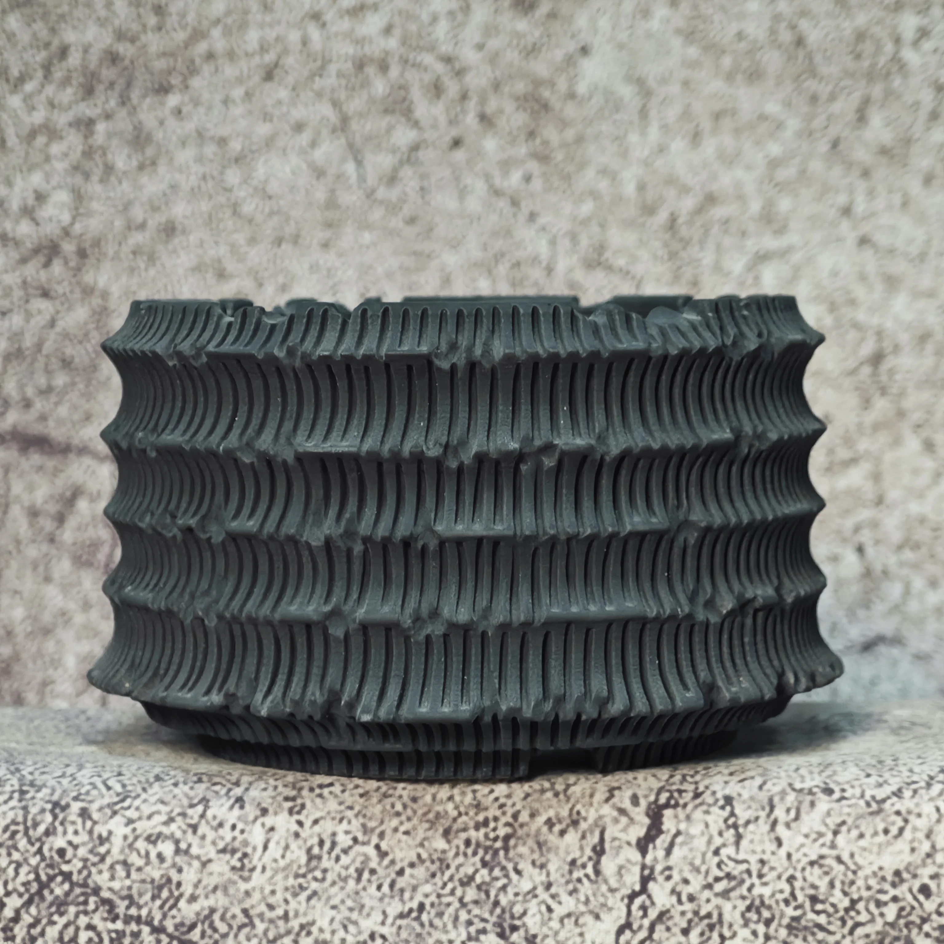 Handmade Textured Carved Ceramic Plant Pot Matte Texture Caudex Planter for Pachypodium Agave Cactus & Succulents