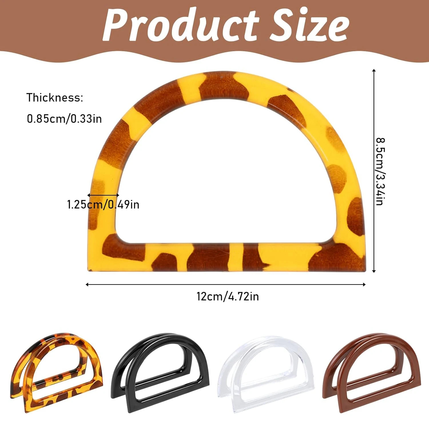 หูหิ้วกระเป๋าทรงตัว D จำนวน 2-8 ชิ้น สำหรับเปลี่ยนหูหิ้วกระเป๋าถือ ทำจากวัสดุสำหรับถักโครเชต์ กระเป๋าชายหาดฤดูร้อน กระเป๋าฟาง DIY อุปกรณ์เสริม