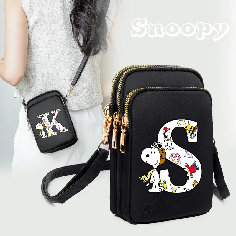 Snoopy Shoulder Bag Versatile Women Men Mobile Phone Satchel Cute Cartoon Anime Figure Crossbody Bags Casual Fashion Packet Gift