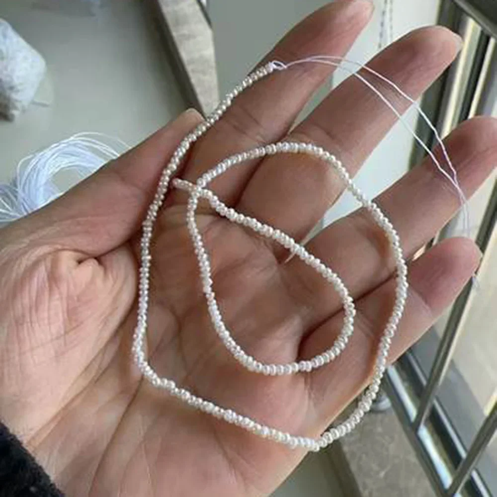 

White Round Small Beads 1.8-2mm Natural Freshwater Pearls for Jewelry Making DIY Necklace Bracelet Accessories Gift Christmas