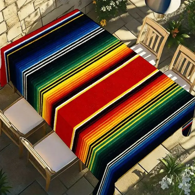 One piece of Mexican Serrap tablecloth - bright and colorful stripes, suitable for decorating at festival parties, yzb