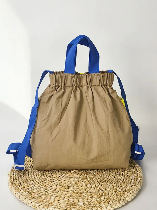 

Color-Blo Nylon Buet Bag Large Capaci Outdoor op Tote Bag Dual-oulder Parent-Child Bookbag Trendy Handbag