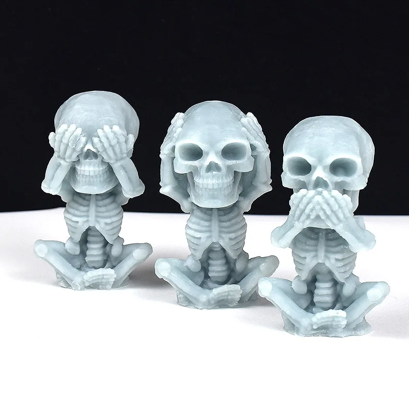 New Creative Skull Candle Silicone Mold DIY Plaster Diffuser Stone Aromatherapy Ornament Mold