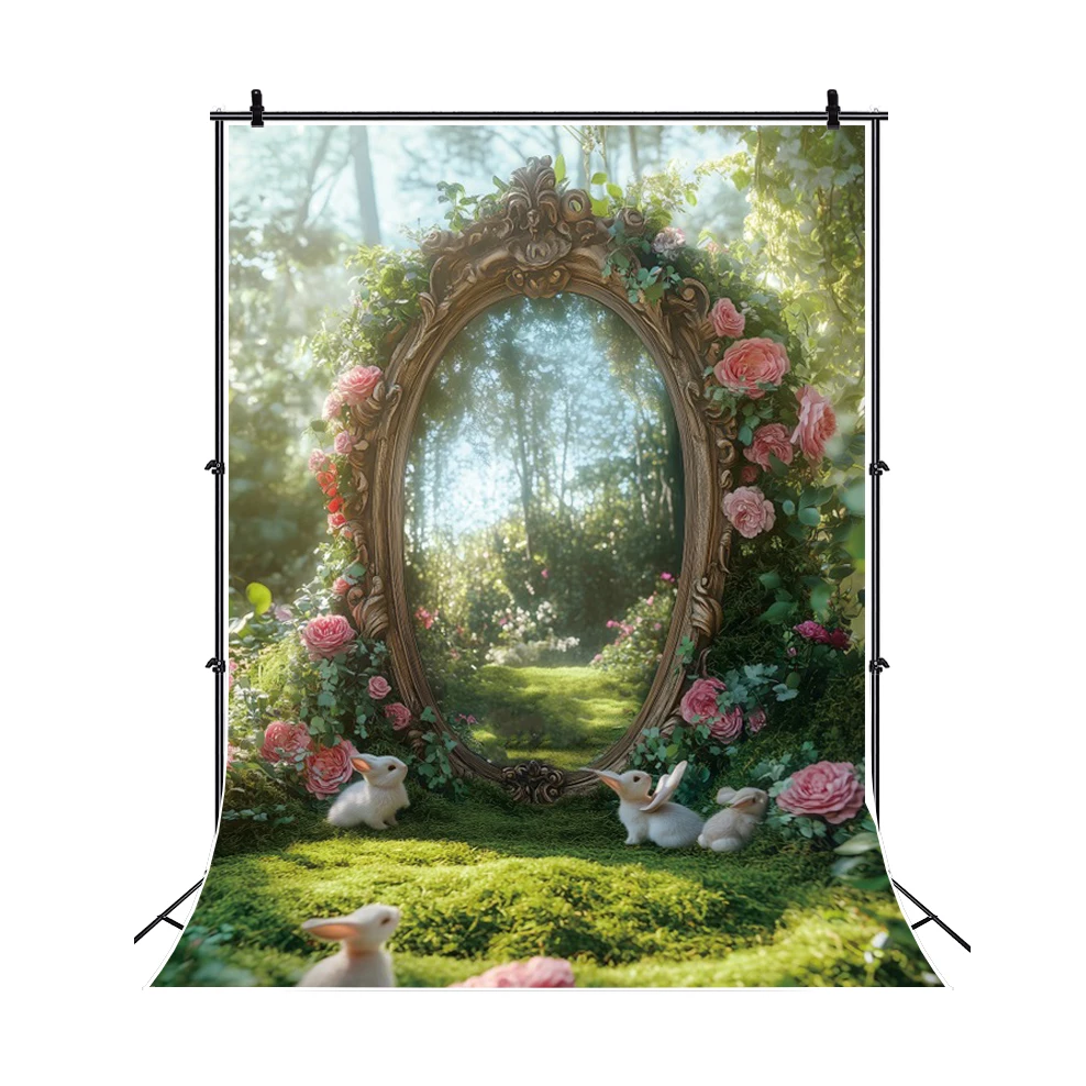 Coelhinho da páscoa flor fotografia fundo primavera festa de férias crianças retrato aniversário adulto foto pano de fundo cabine de foto adereços