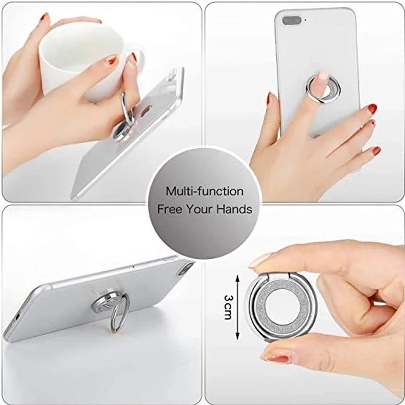 360° Rotatable Metal Ring Phone Holder Universal Round Ring Buckle Phone Stand Compatible with IPhone and Samsung view 5