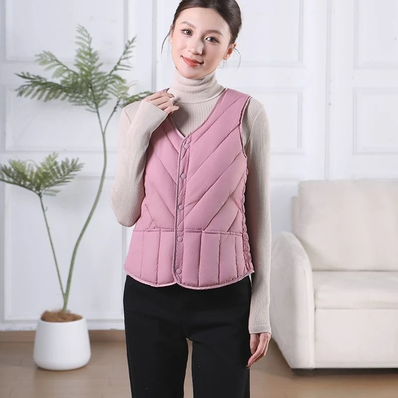 Seasonal Women's Cotton Vest Slim Short Design with Fleece Lining Thermal Insulation for Indoor Outdoor Mom Friendly Winter Wear