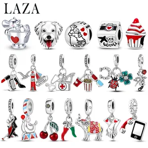 Laza Charm badet Silber für Frauen, Pakens, Hund, Kirsche, Popcorn, geeignet für Armband, DIY -Schmuck, 1PC, 1PC 10 Hauptverkauf Pingon Popcorn - №9