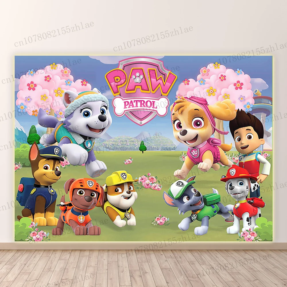 Paw Patrol Birthday Party Photo Backdrop Cartoon Photo Background Baby Shower Photography Backdrop