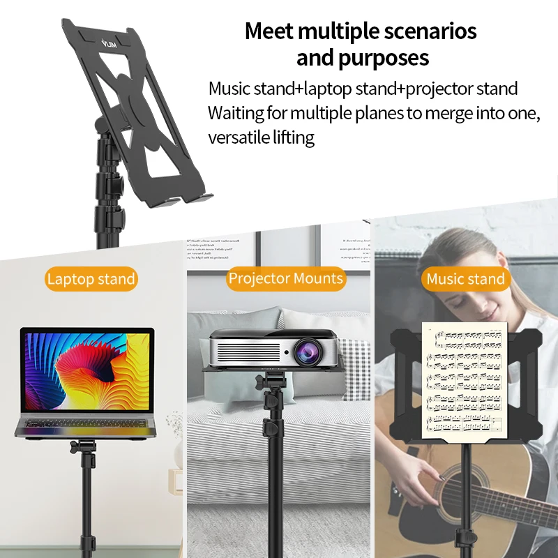 Vijim LT-01 suporte multifuncional portátil projetor estande folha de música com 360 ° al liga ajustável maxload 3kg bandeja