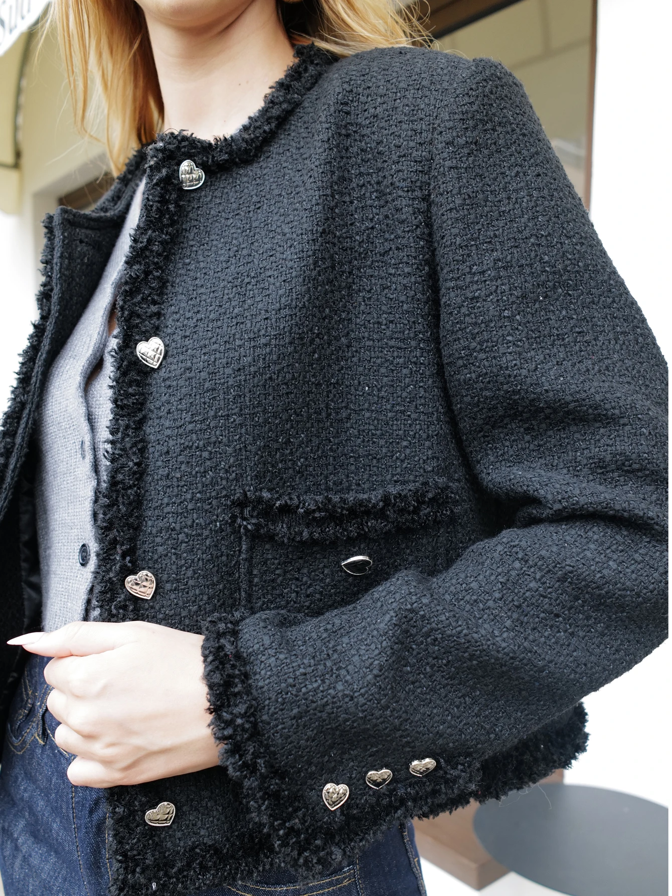 2024 Fall / Autumn New Women Fashion Ivory Basic Tweed Jacket Short Coat