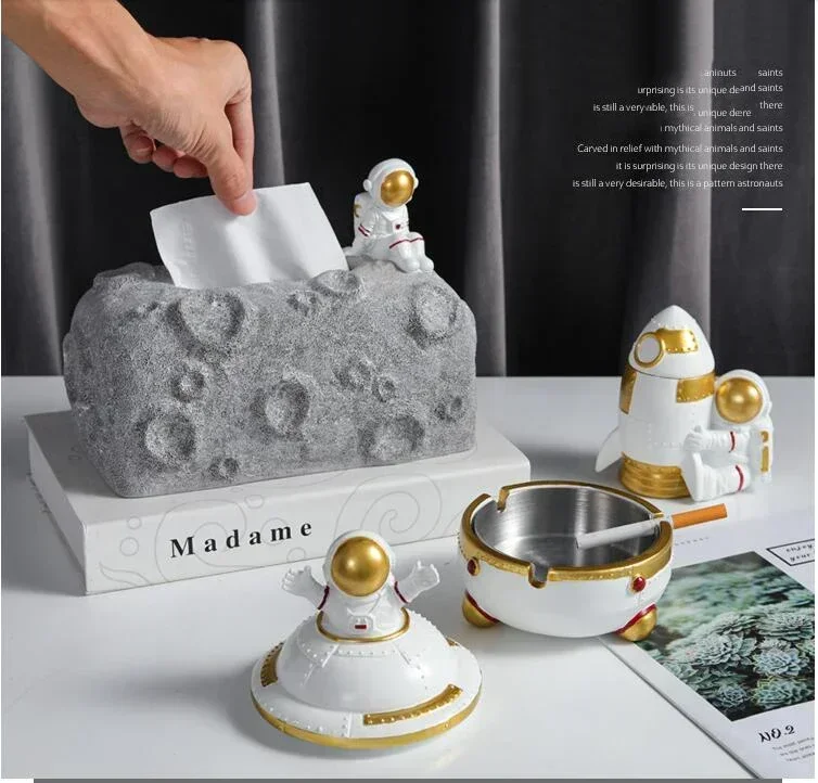 Nordic Astronaut Tissue Box Ashtray Toothpick Holder Resin Accessories Home Livingroom Coffee Table Furnishing Decoration Crafts