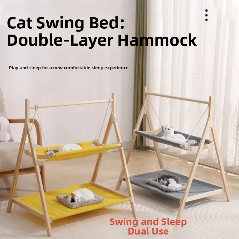 

Двухслойная подвесная кровать-гамак для котят и маленьких собак, идеальная для лета и осени