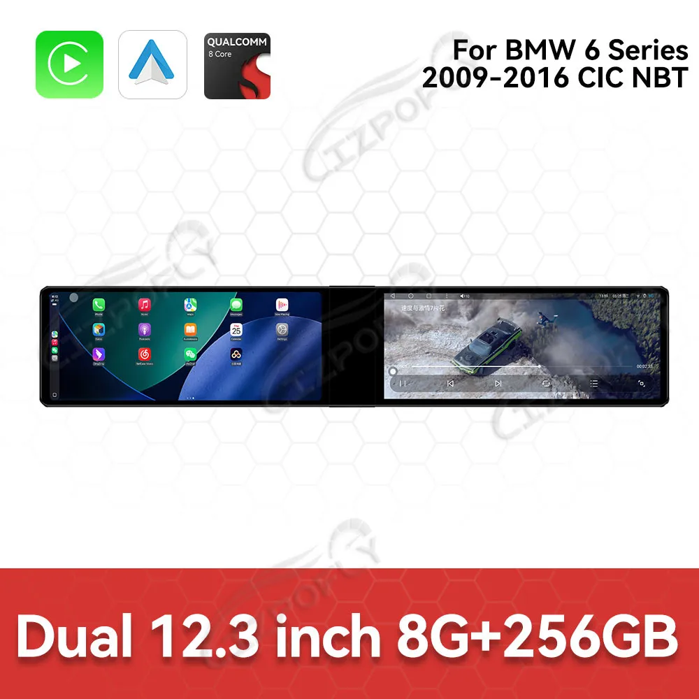 

Двойной экран Android14 ID9, автомобильный радиоприемник, экран Carplay для BMW 6 серии 2009-2016, CIC NBT, мультимедийный плеер, GPS-навигация, головное устройство