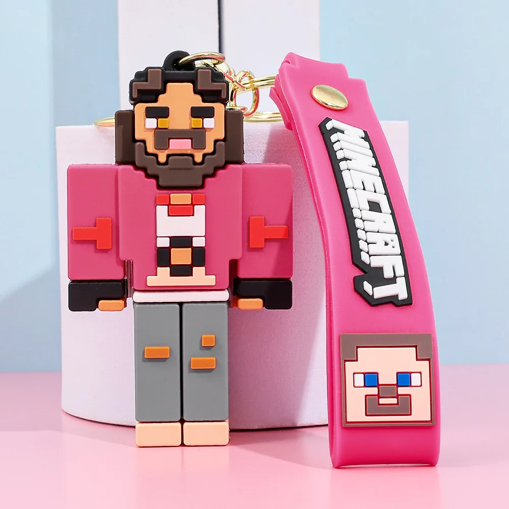 1/6pcs New Minecrafte Keychain Bag Pendant Car Building Blocks Keychain Kawaii Toy Accessories Car Ornament Gift
