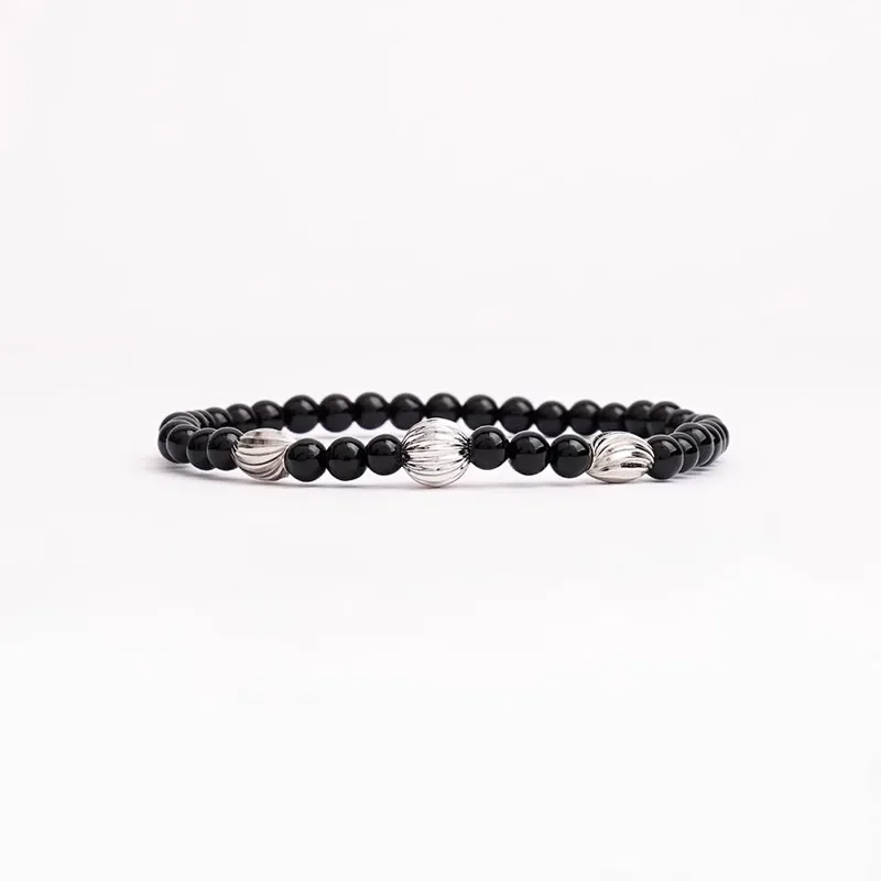 Pulsera de hilo de ágata negra para hombres, accesorios de moda coreana, Grupo Kpop JK, Sung Kook, mismo estilo