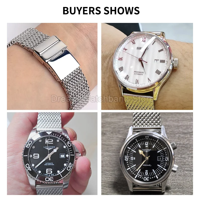 Silver Solid Steel Watch Accessories 22mm for Breitling Superocean Avenger Original Style Milanese Bracelet Steel Watchband view 3