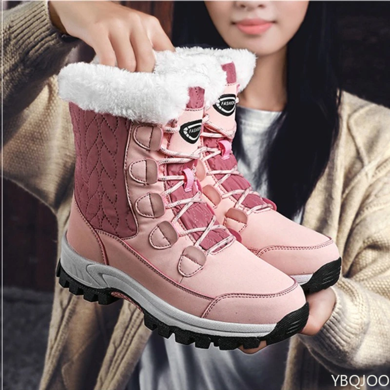 Winter snow boots for women's outdoor travel waterproof anti slip thickened warm high top cotton shoes women's midsole boots - view 5