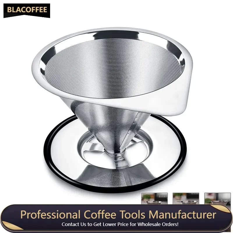 

Stainless Steel Pour Over Coffee Filter, Reusable Coffee Dripper, Coffee Holder, Cone Funnel Basket, Mesh Strainer for Baristas