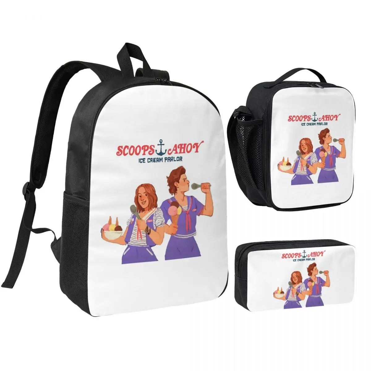 

Dingus By Teeourguest Scoops Ahoy Backpack Boys Girls BookBag School Bag Shoulder Bags 3ps Insulated Lunch Bag Pencil Case