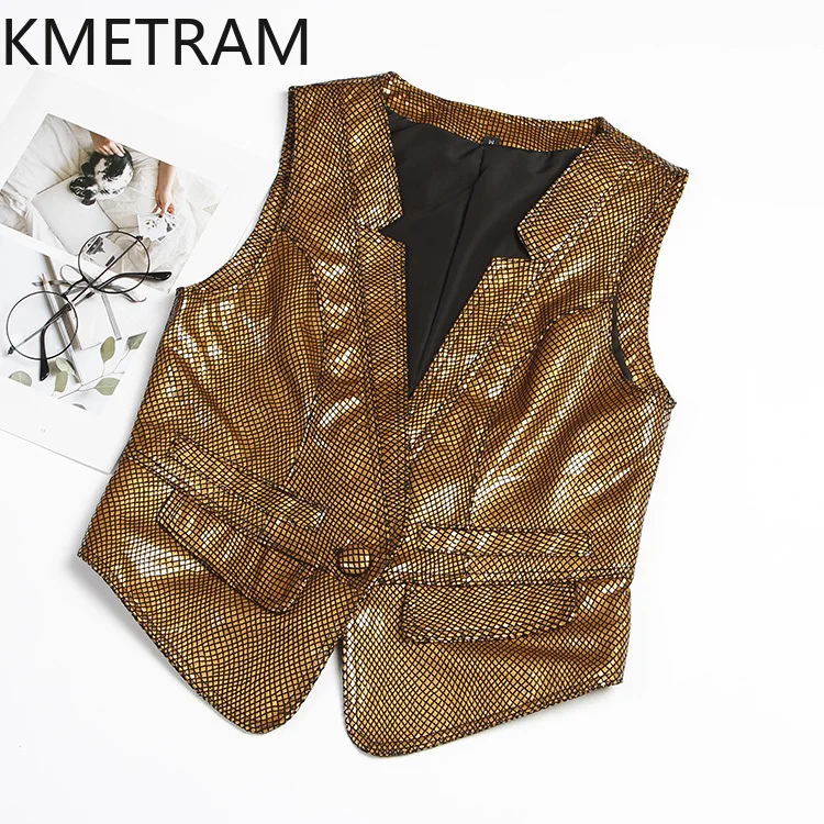 KMETRAM-Chaleco de piel de oveja auténtica para mujer, ropa fina de invierno, Chaqueta corta sin mangas, 2024