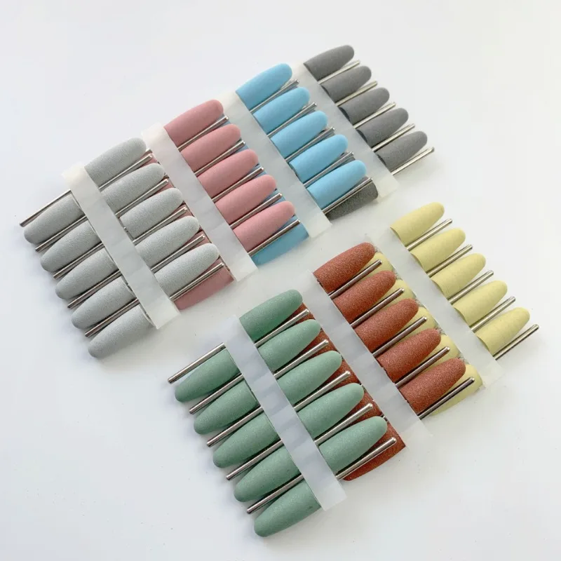 10pcs Dental Polishing Burs Drill kits Resin Base 610 Rubber Silicone Grinding Heads  Polishers burs