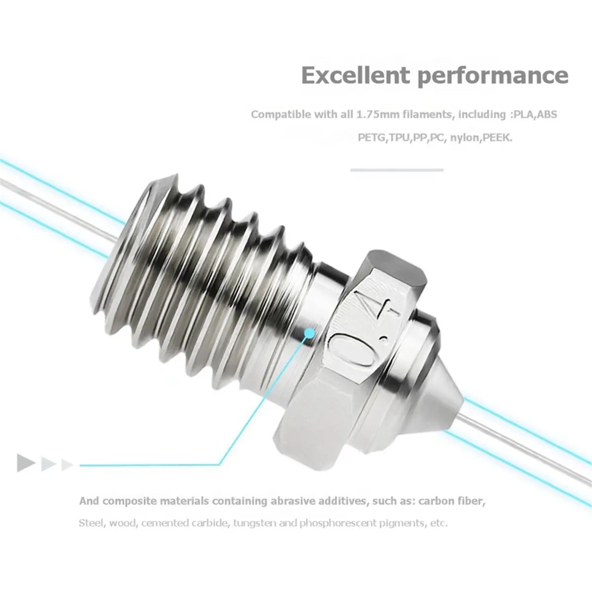 V6 Bimetallic MY Nozzle for V6 3D Printer Hotend High Temperature Hardened Wear-Resistant Replacement 0.4mm